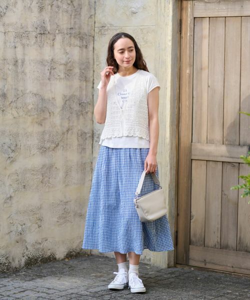 CARA O CRUZ / キャラ・オ・クルス ミニ・ひざ丈スカート | 洗える ウエストゴム ギンガムチェックスカート【セットアップ】 | 詳細30
