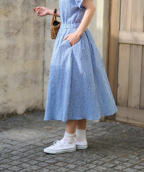 CARA O CRUZ / キャラ・オ・クルス ミニ・ひざ丈スカート | 洗える ウエストゴム ギンガムチェックスカート【セットアップ】 | 詳細4