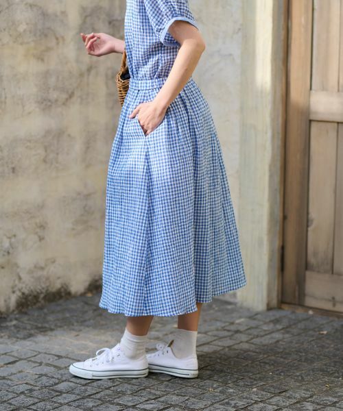 CARA O CRUZ / キャラ・オ・クルス ミニ・ひざ丈スカート | 洗える ウエストゴム ギンガムチェックスカート【セットアップ】 | 詳細5