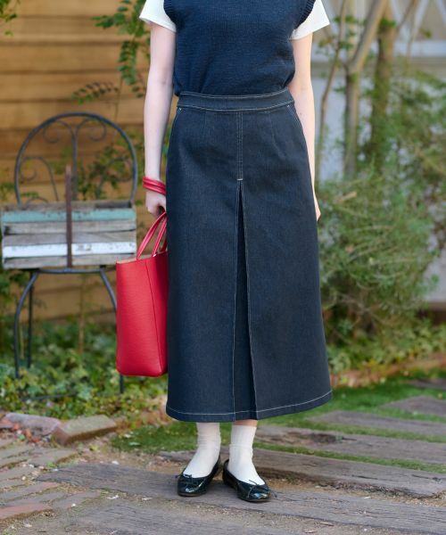 CARA O CRUZ / キャラ・オ・クルス ミニ・ひざ丈スカート | 洗える 後ろウエストゴムのデニムスカート | 詳細1