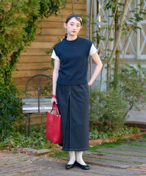 CARA O CRUZ / キャラ・オ・クルス ミニ・ひざ丈スカート | 洗える 後ろウエストゴムのデニムスカート | 詳細13