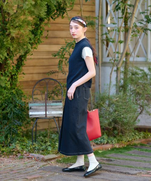 CARA O CRUZ / キャラ・オ・クルス ミニ・ひざ丈スカート | 洗える 後ろウエストゴムのデニムスカート | 詳細14