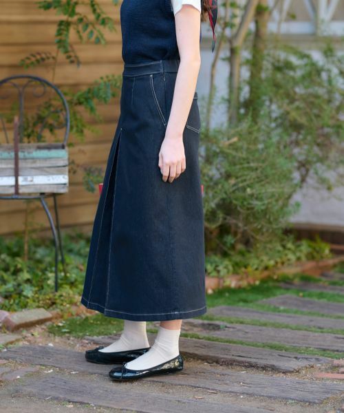 CARA O CRUZ / キャラ・オ・クルス ミニ・ひざ丈スカート | 洗える 後ろウエストゴムのデニムスカート | 詳細3