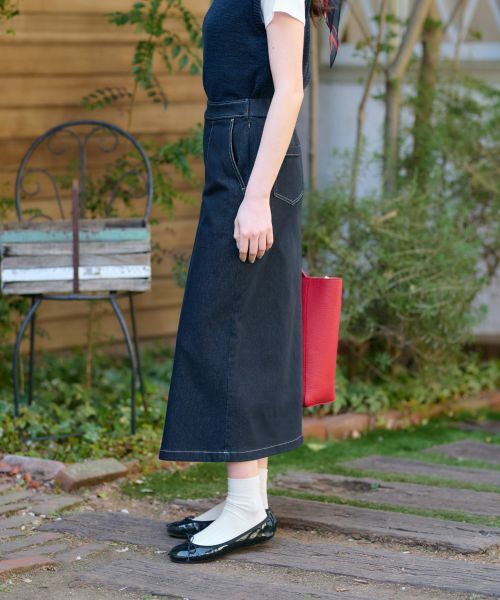 CARA O CRUZ / キャラ・オ・クルス ミニ・ひざ丈スカート | 洗える 後ろウエストゴムのデニムスカート | 詳細4