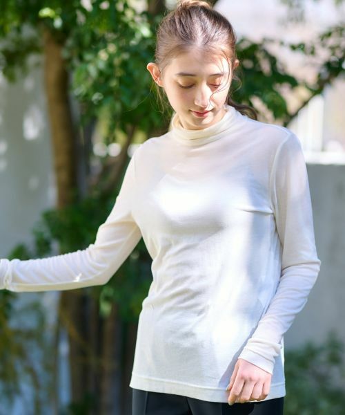 CARA O CRUZ / キャラ・オ・クルス カットソー | 洗える メッシュカットソー【CoC by CARA O CRUZ】(アイボリー)