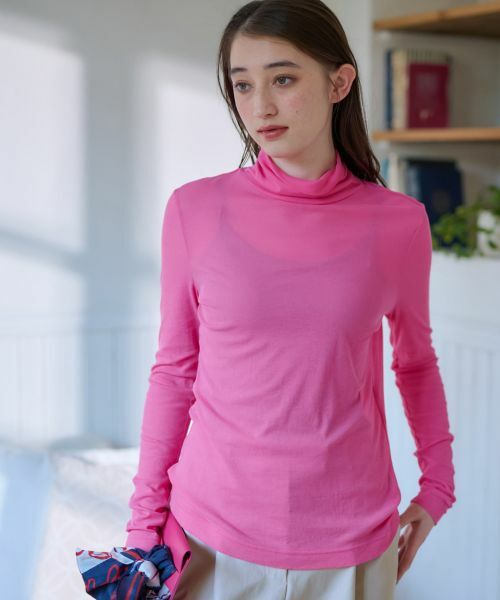 CARA O CRUZ / キャラ・オ・クルス カットソー | 洗える メッシュカットソー【CoC by CARA O CRUZ】(ピンク系)