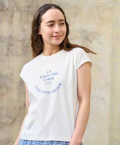 CARA O CRUZ / キャラ・オ・クルス カットソー | 【接触冷感】洗えるフレンチスリーブのロゴTシャツ【CoC by CARA O CRUZ】