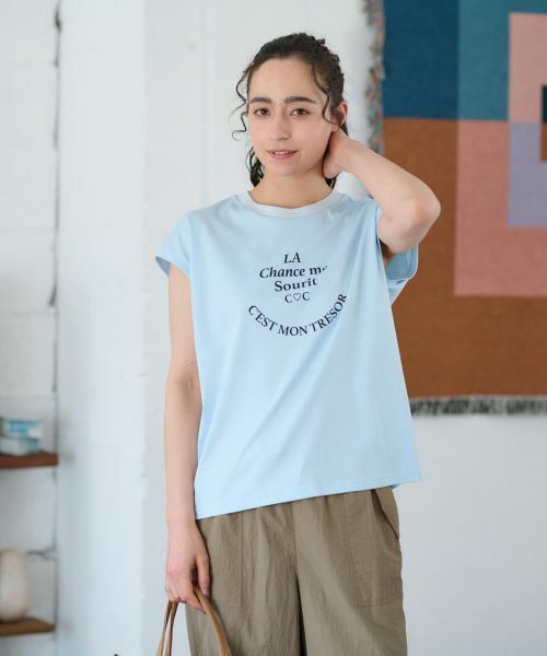 CARA O CRUZ / キャラ・オ・クルス カットソー | 【接触冷感】洗えるフレンチスリーブのロゴTシャツ【CoC by CARA O CRUZ】 | 詳細1