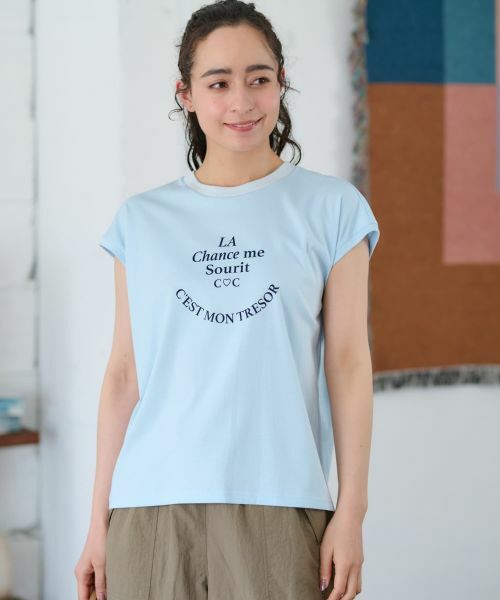 CARA O CRUZ / キャラ・オ・クルス カットソー | 【接触冷感】洗えるフレンチスリーブのロゴTシャツ【CoC by CARA O CRUZ】 | 詳細2