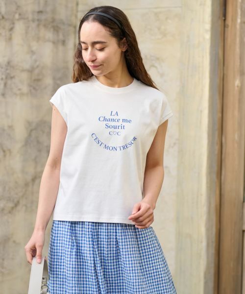 CARA O CRUZ / キャラ・オ・クルス カットソー | 【接触冷感】洗えるフレンチスリーブのロゴTシャツ【CoC by CARA O CRUZ】 | 詳細7