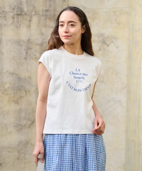 CARA O CRUZ / キャラ・オ・クルス カットソー | 【接触冷感】洗えるフレンチスリーブのロゴTシャツ【CoC by CARA O CRUZ】 | 詳細8