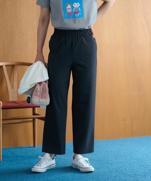 CARA O CRUZ/キャラ・オ・クルス クロップドワイドパンツ【CoC by CARA O CRUZ】 ネイビー 9(M)