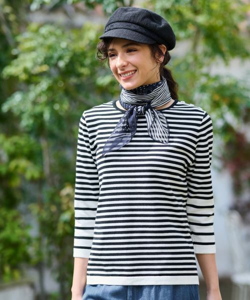 CARA O CRUZ / キャラ・オ・クルス ニット・セーター | ボーダー切替クルーネックニット | 詳細1