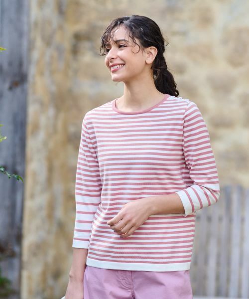 CARA O CRUZ / キャラ・オ・クルス ニット・セーター | ボーダー切替クルーネックニット | 詳細7