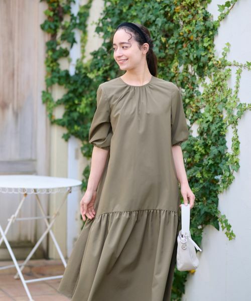 CARA O CRUZ / キャラ・オ・クルス ドレス | 洗える ギャザーワンピース(カーキ)