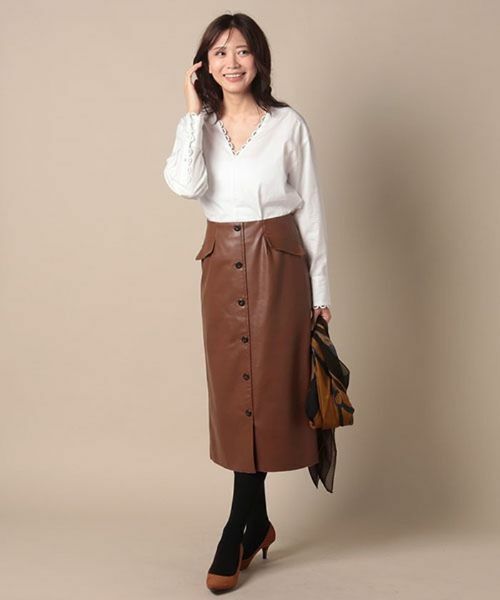 CARA O CRUZ / キャラ・オ・クルス ミニ・ひざ丈スカート | 合成皮革のタイトスカート | 詳細10