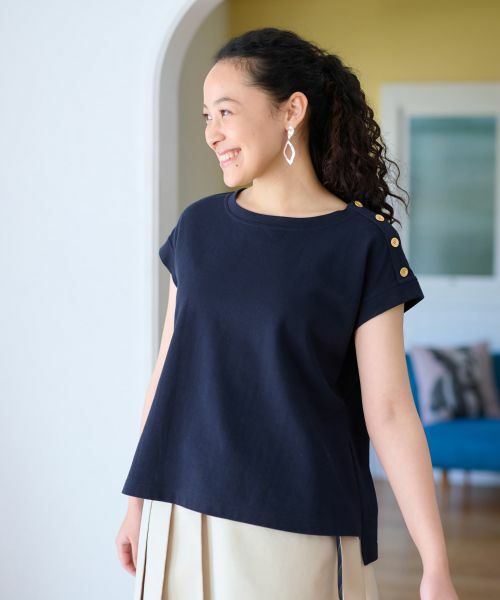 CARA O CRUZ / キャラ・オ・クルス カットソー | 洗える ショルダーボタンカットソー【CoC by CARA O CRUZ】 | 詳細4