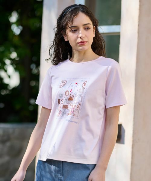 CARA O CRUZ / キャラ・オ・クルス カットソー | 洗える スパンコール刺繍の旅Tシャツ | 詳細8