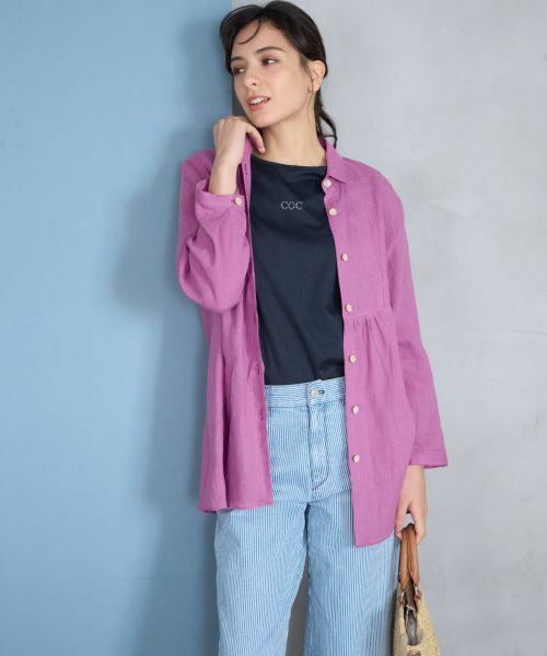 CARA O CRUZ / キャラ・オ・クルス シャツ・ブラウス | クロップドスリーブシャツ(ピンク系)