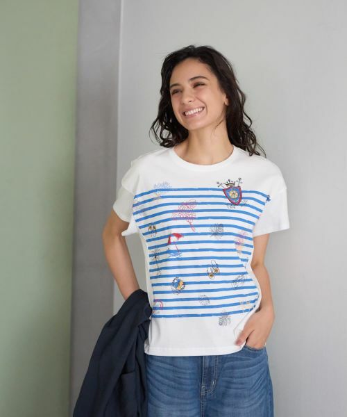 CARA O CRUZ / キャラ・オ・クルス Tシャツ | ボーダーマリンブリントTシャツ | 詳細1