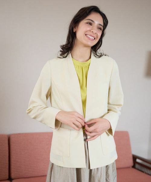 CARA O CRUZ / キャラ・オ・クルス テーラードジャケット | フロントホックジャケット【CoC by CARA O CRUZ】(ライトベージュ)