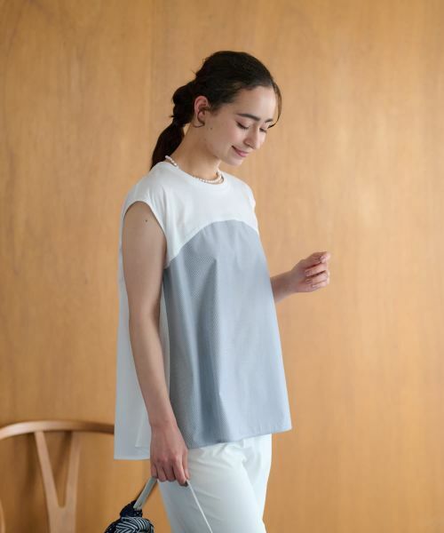 CARA O CRUZ/キャラ・オ・クルス 異素材切替カットソー【CoC by CARA O CRUZ】 ネイビー 9(M)