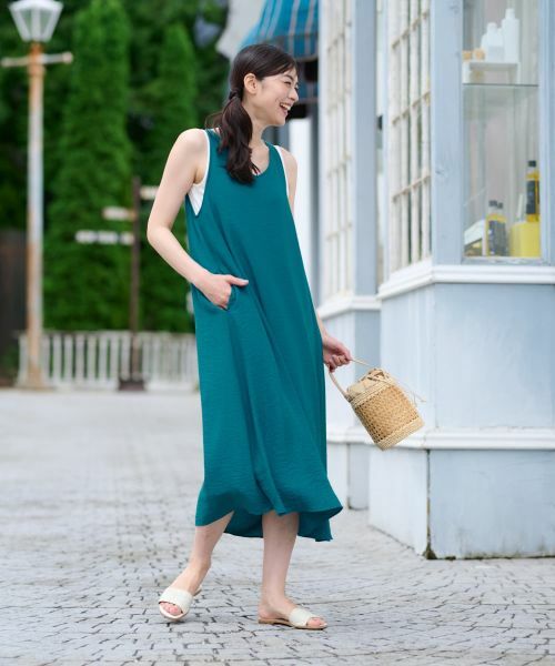 CARA O CRUZ / キャラ・オ・クルス ロング・マキシ丈ワンピース | Vネックジャンパースカート【CoC by CARA O CRUZ】 | 詳細11