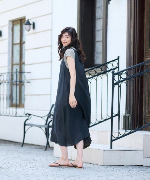 CARA O CRUZ / キャラ・オ・クルス ロング・マキシ丈ワンピース | Vネックジャンパースカート【CoC by CARA O CRUZ】 | 詳細22