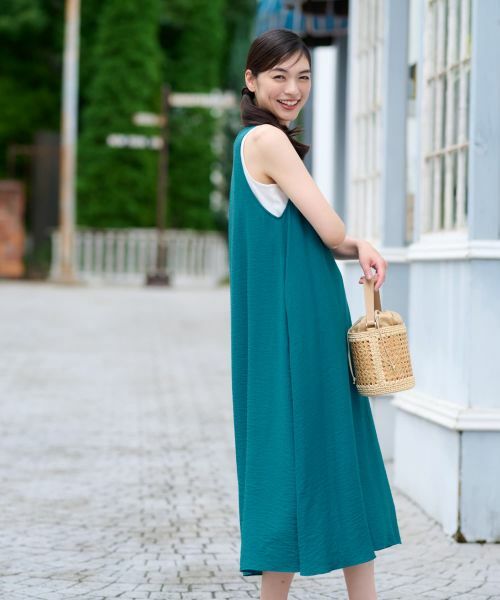 CARA O CRUZ / キャラ・オ・クルス ロング・マキシ丈ワンピース | Vネックジャンパースカート【CoC by CARA O CRUZ】 | 詳細3