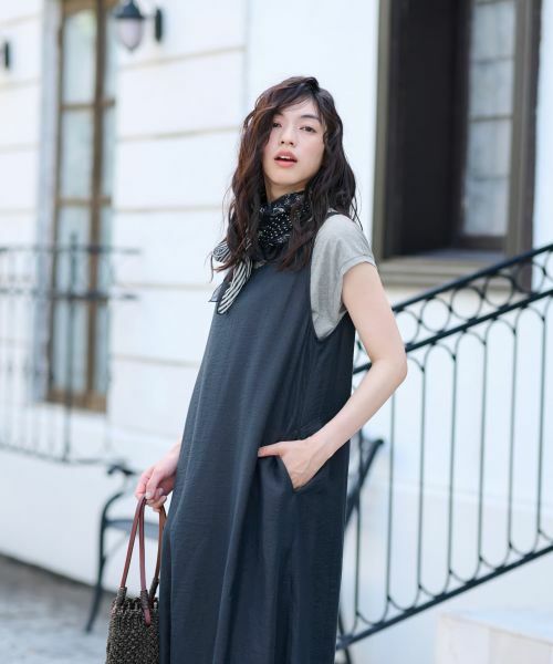 CARA O CRUZ / キャラ・オ・クルス ロング・マキシ丈ワンピース | Vネックジャンパースカート【CoC by CARA O CRUZ】 | 詳細5