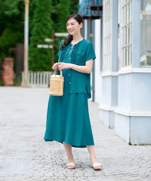 CARA O CRUZ / キャラ・オ・クルス ロング・マキシ丈ワンピース | Vネックジャンパースカート【CoC by CARA O CRUZ】 | 詳細8