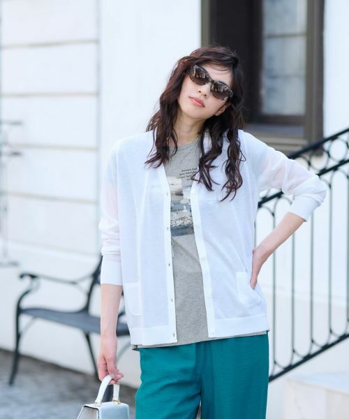 CARA O CRUZ / キャラ・オ・クルス カーディガン・ボレロ | ラメVネックカーディガン【CoC by CARA O CRUZ】 | 詳細2