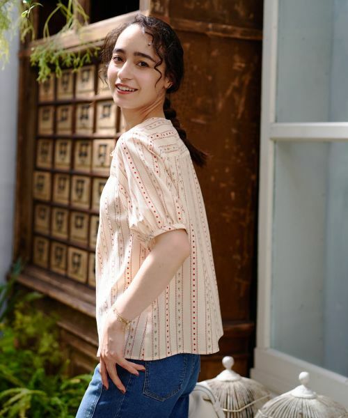 CARA O CRUZ / キャラ・オ・クルス シャツ・ブラウス | ドットと花柄のタイブラウス【DEVEAUX】 | 詳細6