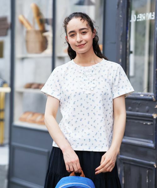 CARA O CRUZ / キャラ・オ・クルス カットソー | 小花柄フリルカットソー | 詳細3