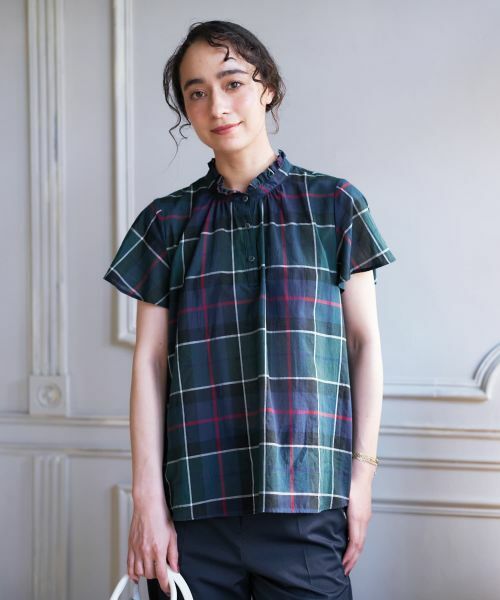 CARA O CRUZ / キャラ・オ・クルス シャツ・ブラウス | チェックスタンドカラーブラウス | 詳細1