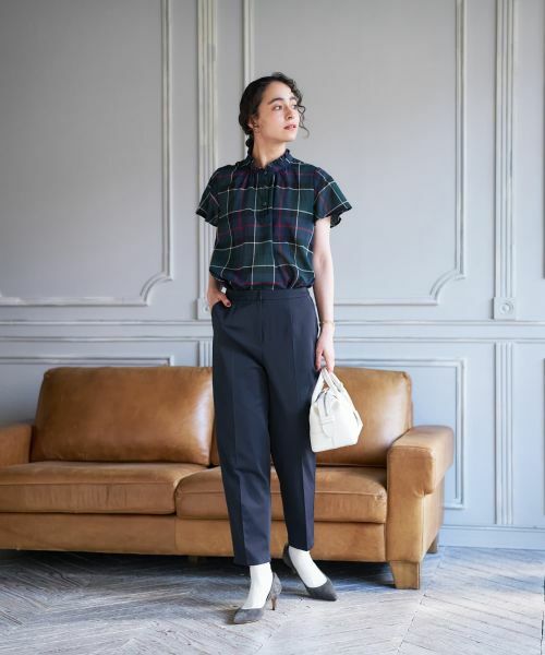 CARA O CRUZ / キャラ・オ・クルス シャツ・ブラウス | チェックスタンドカラーブラウス | 詳細11