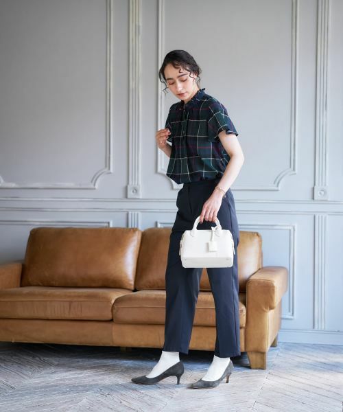 CARA O CRUZ / キャラ・オ・クルス シャツ・ブラウス | チェックスタンドカラーブラウス | 詳細13