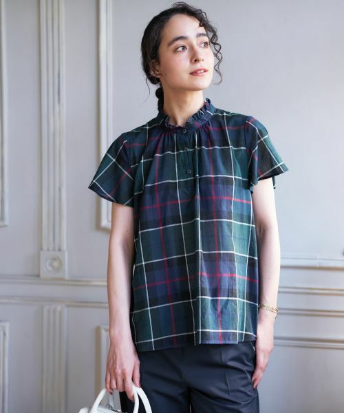 CARA O CRUZ / キャラ・オ・クルス シャツ・ブラウス | チェックスタンドカラーブラウス | 詳細2