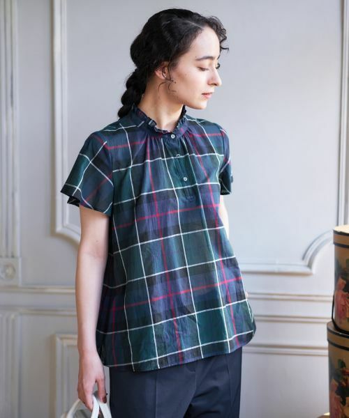 CARA O CRUZ / キャラ・オ・クルス シャツ・ブラウス | チェックスタンドカラーブラウス | 詳細3