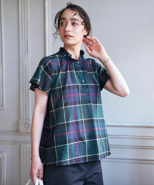 CARA O CRUZ / キャラ・オ・クルス シャツ・ブラウス | チェックスタンドカラーブラウス | 詳細5