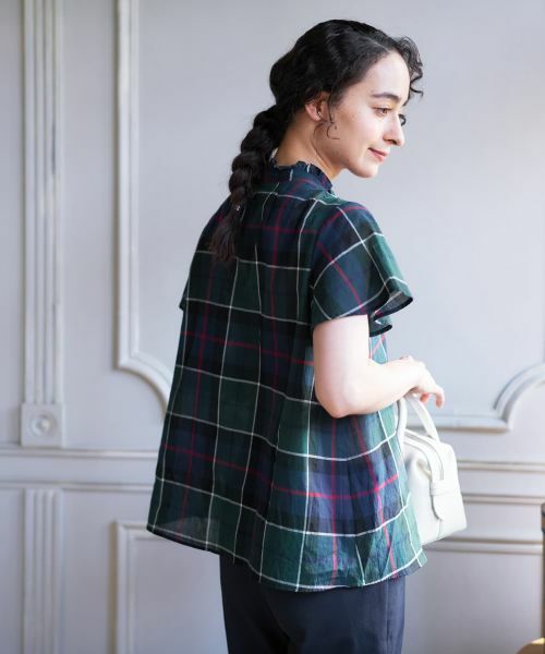 CARA O CRUZ / キャラ・オ・クルス シャツ・ブラウス | チェックスタンドカラーブラウス | 詳細7