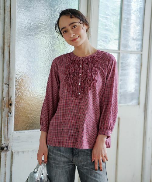 CARA O CRUZ / キャラ・オ・クルス シャツ・ブラウス | フリルチェックブラウス | 詳細1