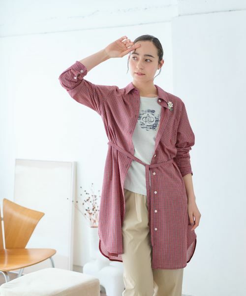 CARA O CRUZ / キャラ・オ・クルス シャツ・ブラウス | チェックロングブラウス | 詳細2