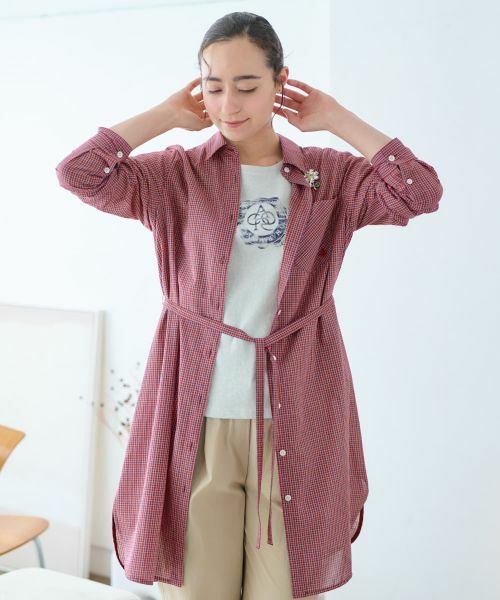 CARA O CRUZ / キャラ・オ・クルス シャツ・ブラウス | チェックロングブラウス | 詳細3