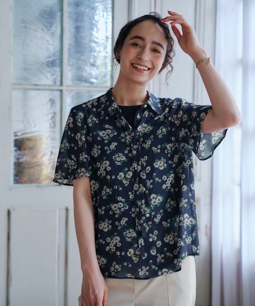 CARA O CRUZ / キャラ・オ・クルス シャツ・ブラウス | フラワー柄ボウタイブラウス【CoC by CARA O CRUZ】 | 詳細1