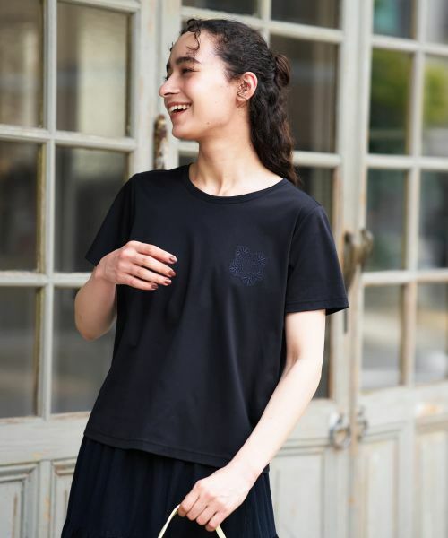 CARA O CRUZ/キャラ・オ・クルス クルーネックカットソー【CoC by CARA O CRUZ】 ネイビー 9(M)