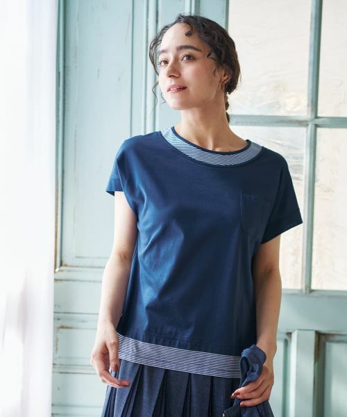 CARA O CRUZ / キャラ・オ・クルス カットソー | ボーダー切替カットソー【CoC by CARA O CRUZ】 | 詳細1