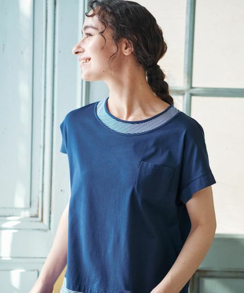 CARA O CRUZ / キャラ・オ・クルス カットソー | ボーダー切替カットソー【CoC by CARA O CRUZ】 | 詳細4