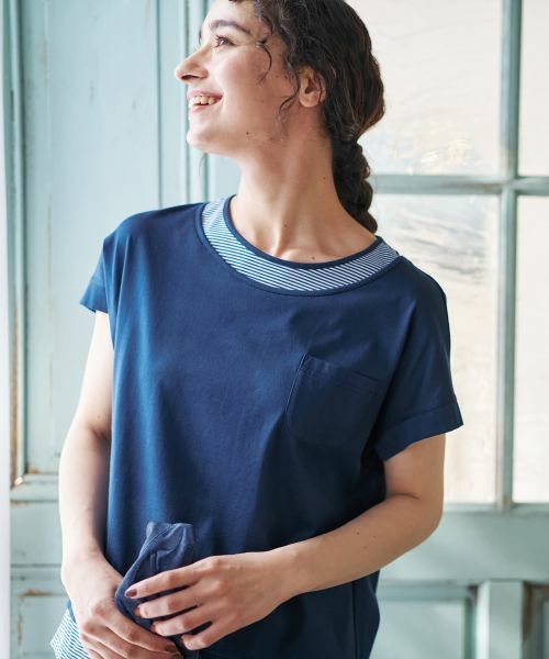 CARA O CRUZ / キャラ・オ・クルス カットソー | ボーダー切替カットソー【CoC by CARA O CRUZ】 | 詳細5