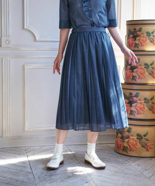 CARA O CRUZ/キャラ・オ・クルス プリーツスカート【CoC by CARA O CRUZ】 ブルー系 9(M)